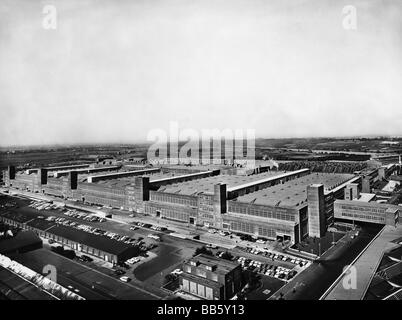 Industrie, Automobilindustrie, Opel-Werk K-40, Rüsselsheim, Außenansicht, 1956, historisch, historisch, Produktion, 1950er Jahre. 50s. Jahrhunderts, Gebäude, Geographie, Stockfoto