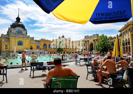 Schachspieler an das Szechenyi-Bad in Budapest Ungarn Stockfoto