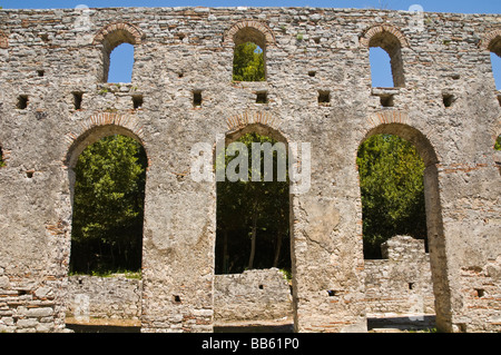 Die große Basilika in antiken römischen Stadt von Butrint Weltkulturerbe innerhalb eines Nationalparks in der Republik Albanien Stockfoto