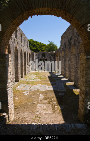 Die große Basilika in antiken römischen Stadt von Butrint Weltkulturerbe innerhalb eines Nationalparks in der Republik Albanien Stockfoto