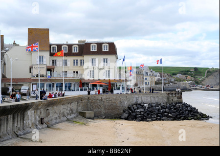 D Tag künstliche Hafen Winston in Arromanches Mulberry Harbour Landung Strand Calvados Normandie Frankreich des zweiten Weltkriegs Stockfoto
