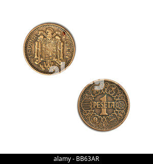 Alte spanische Peseta-Münze - Franco-Ära Stockfoto