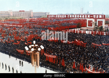 Geographie / Reisen, China, Politik, Kundgebung gegen den Imperialismus der Vereinigten Staaten von Amerika, Platz des himmlischen Friedens, Peking, 1971, Stockfoto