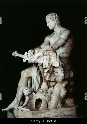 Ares, griechische kriegsgottheit, volle Länge, Statue, Marmor, Kapitolmuseum Rom, Sammlung Ludovisi, Stockfoto