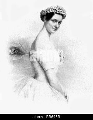 Elssler, Fanny, 23.10.1810 - 27.11.1884, österreichische Ballerina, halbe Länge, zeitgleiche lithograph, nach Malerei von Adolph Henning von 1832, Stockfoto