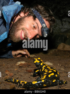 Israel, Feuersalamander (Salamandra Salamandra) im Wasser, die