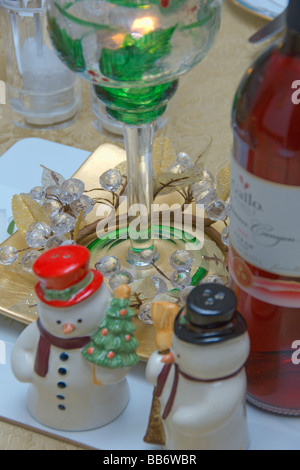 Weihnachten Tisch Dekorationen Santa Menage set Weihnachten Schottland Dezember 2008 Stockfoto