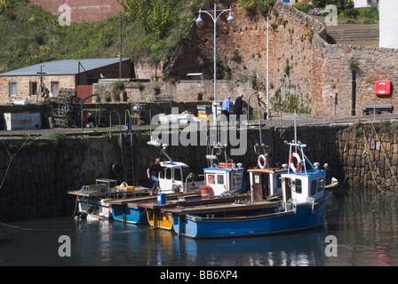 Angelboote/Fischerboote gefesselt in dem kleinen Hafen Dorf Crail Fife Schottland Vereinigtes Königreich UK Stockfoto