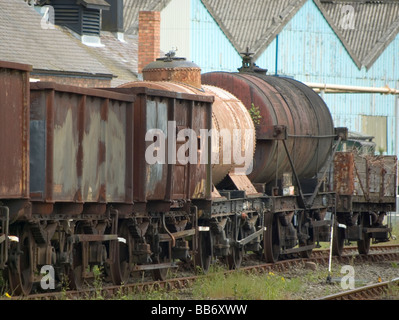 Ausgediente Eisenbahnwaggons Stockfoto