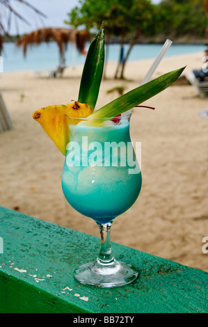 Blaue Lagune Cocktail Kali Beach Bar St Martin Martin Stockfoto