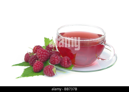 T-Stück Tee Himbeere Himbeeren 01 Stockfoto