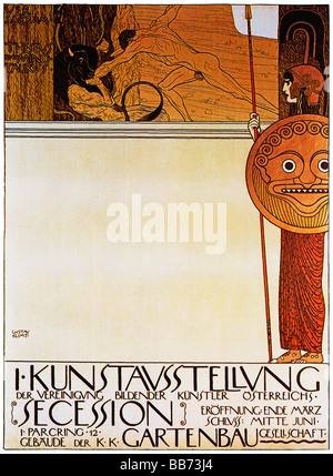 Gustav Klimt Theseus und dem Minotaurus 1898 Jugendstil-Plakat für die erste Ausstellung der Wiener Secession Stockfoto