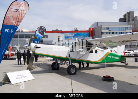 Robuste Business Aircraft Pilatus PC-6 Turbo Porter auf Messe EBACE Flugzeuge am Flughafen Genf Schweiz Geneve Suisse Stockfoto