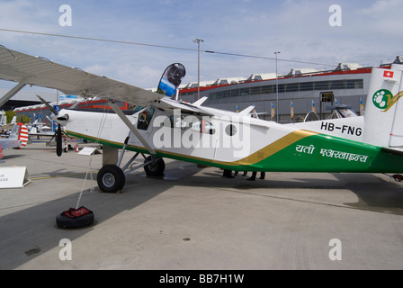 Robuste Business Aircraft Pilatus PC-6 Turbo Porter auf Messe EBACE Flugzeuge am Flughafen Genf Schweiz Geneve Suisse Stockfoto