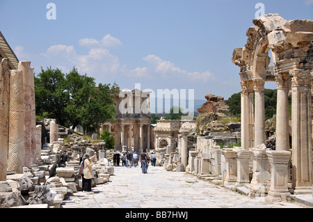 Curetes Street, antike Stadt Ephesus, Selcuk, Provinz Izmir, Republik Türkiye Stockfoto