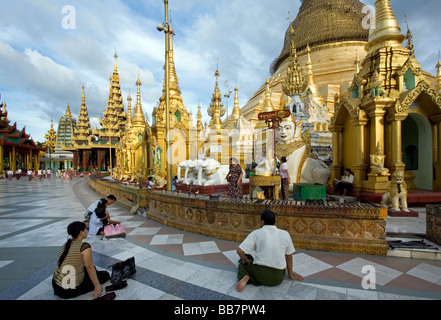 Anhänger an Shwedagon Paya beten. Yangon. Myanmar Stockfoto