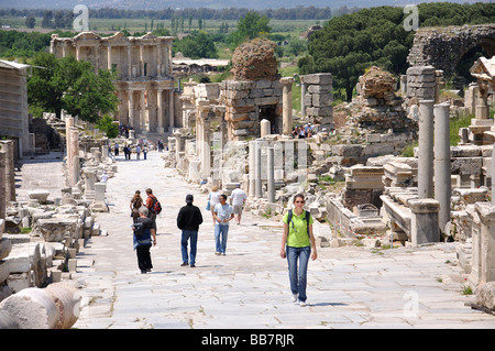 Curetes Street, antike Stadt Ephesus, Selcuk, Provinz Izmir, Republik Türkiye Stockfoto