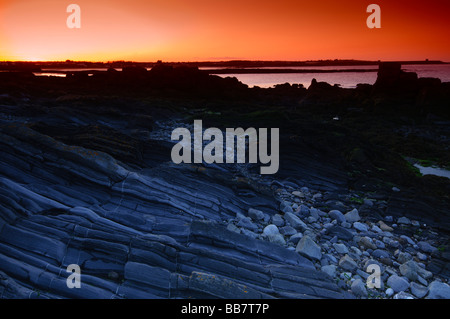 Sonnenuntergang in der Nähe von Hafen von Rush, Co. Dublin, Irland. Stockfoto