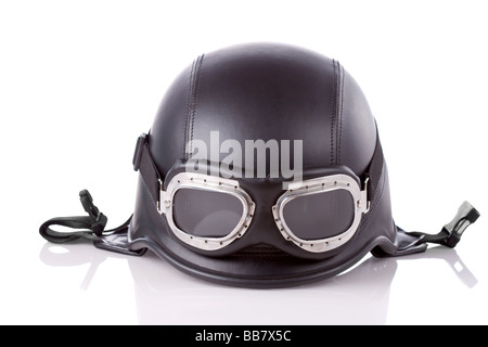 alten Stil uns Armee-Motorrad-Helm mit Brille Stockfoto