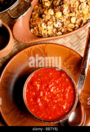Lahsun-Ki-Chutney ist eine köstliche trockenen Knoblauch Chutney, die ein "muss" in jeder Rajasthani-Küche. Stockfoto