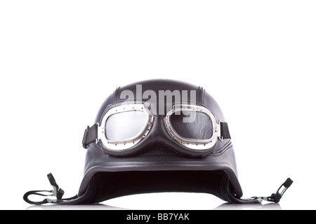 alten Stil uns Armee-Motorrad-Helm mit Brille Stockfoto