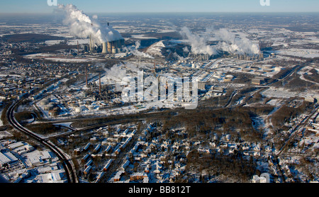 Luftaufnahme, VEBA-Kraftwerk Scholven Refinery, VEBA Oel AG, EON, Gelsenkirchen-Buer, Gelsenkirchen, Ruhrgebiet, Nordrhein- Stockfoto