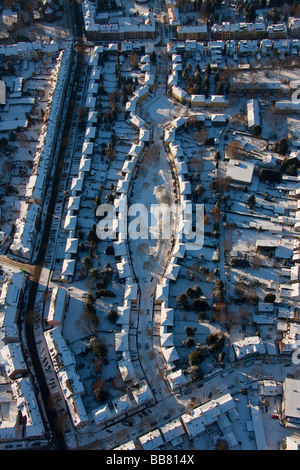 Luftaufnahme, Saliersiedlung, Apartmenthäuser, Mülheim nach Hause Bauunternehmen, Mülheim, Ruhrgebiet, Nordrhein-Westfalen, Ge Stockfoto