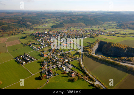 Luftaufnahme, Kallenhardt, Ruethen, Kreis Soest, Soester Boerde, Südwestfalen, NRW, Deutschland, Europa Stockfoto