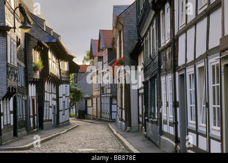 Fachwerkhäusern am Jakobistrasse in Goslar-Niedersachsen-Deutschland Stockfoto