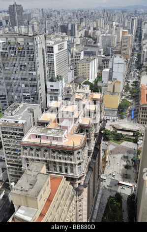 Luftaufnahme, Blick auf das Hochhaus Edificio Martinelli, Sao Paulo, Brasilien, Südamerika Stockfoto