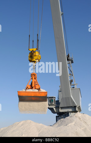 Hafen Bonn, Schüttgut handling, drehbaren Kran Umgang mit Salz, North Rhine-Westphalia, Germany, Europe Stockfoto