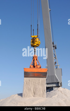 Bulk-Güterumschlag, drehbaren Kran Umgang mit Salz, North Rhine-Westphalia, Germany, Europe Stockfoto