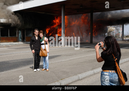 Anti-Nato-Demonstration in Straßburg Frankreich Stockfoto