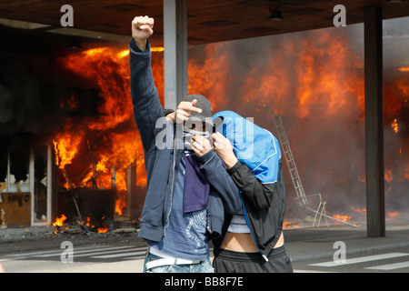 Anti-Nato-Demonstration in Straßburg Frankreich Stockfoto