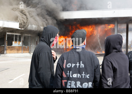 Anti-Nato-Demonstration in Straßburg Frankreich Stockfoto