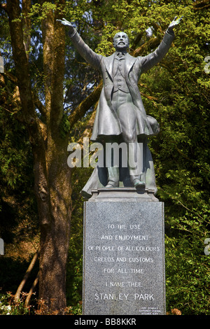 Statue von Lord Stanley von Preston im Stanley Park, Vancouver, Britisch-Kolumbien, Kanada. Stockfoto