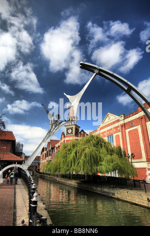 Fossdyke und der Witham Kanal, Lincoln, Lincolnshire, England. Brayford Pool, Lincoln, ist, wo die Fossdyke Navigation, einen Kanal Stockfoto