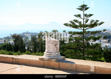 Panoramablick vom Hügel in Karthago Byrsa über den Golf von Tunis in Tunesien Stockfoto