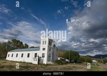 Kirche in der kleinen Enklave von San Francisco am Rande des San Luis Valley Colorado Stockfoto