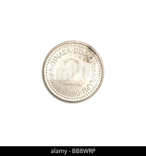 Jugoslawische 2-Dinar-Münze Stockfoto