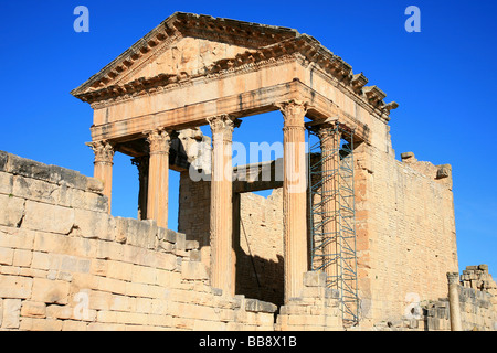 Das Capitol in Dougga, Tunesien Stockfoto