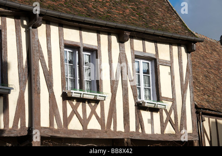 Typische hölzerne gerahmte altes Haus obere Provins Seine et Marne, Frankreich Stockfoto