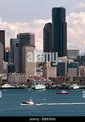 "Seattle bereitet sich auf die jährliche Schlepper Regatten auf Elliot Bay." Stockfoto