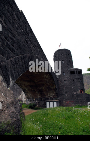 Die Website der die berühmte Brücke von Remagen über den Rhein bei Remagen in Deutschland Stockfoto