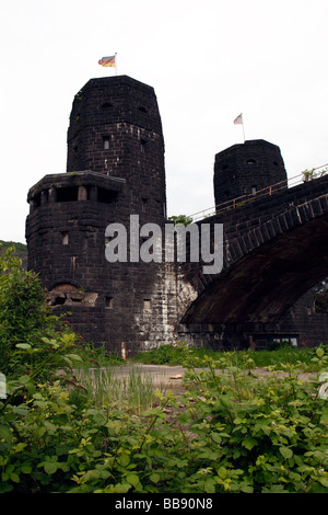 Die Website der die berühmte Brücke von Remagen über den Rhein bei Remagen in Deutschland Stockfoto