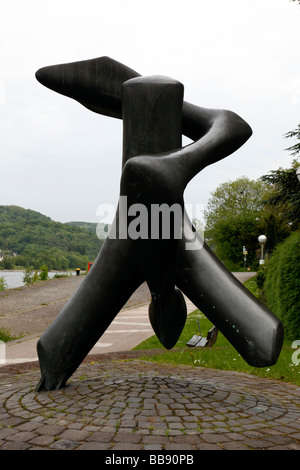 Die Skulptur von der Website der die berühmte Brücke von Remagen über den Rhein bei Remagen in Deutschland Stockfoto