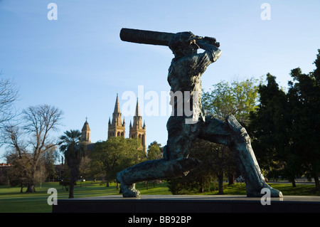 Statue des Don (Sir Donald Bradman) im Adelaide Oval in North Adelaide. Adelaide, South Australia, Australien Stockfoto