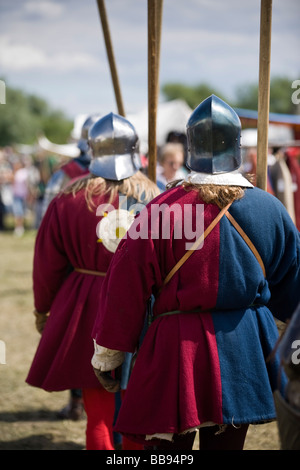 Nachstellung der Schlacht von Tewkesbury bei Tewkesbury Mittelalterfest 2008, Gloucestershire, England Stockfoto