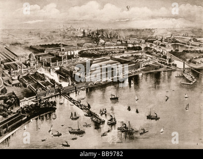 Aus der Vogelperspektive die Columbian Exposition Chicago 1893. Albertype (Foto) Stockfoto