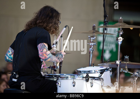 NEW YORK 22.Mai Pete Wentz Patrick Stump Andy Hurley und Joe Trohman von Fall Out Boy führt während der NBC heute zeigen Konzert Stockfoto